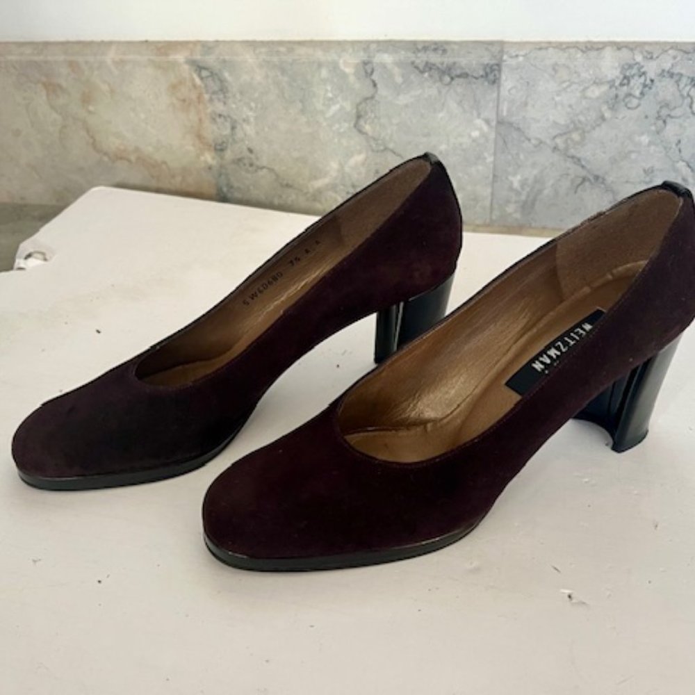Stuart Weitzman Dark Brown Suede Block Heels - image 2